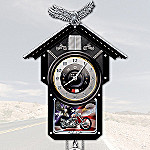 Time Of Freedom Motorcycle-Themed Collectible Wood Cuckoo Clock